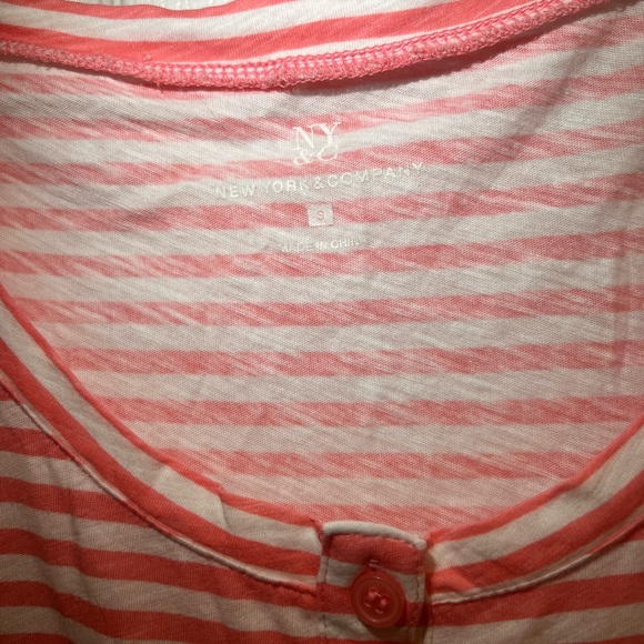 Pink and white striped short sleeve top with pocket and button details - Picture 2 of 3